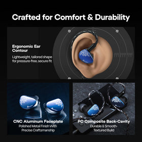 Linsoul detachable 2-pin cable connection image showing 0.78mm ports and easy cable swaps benefit