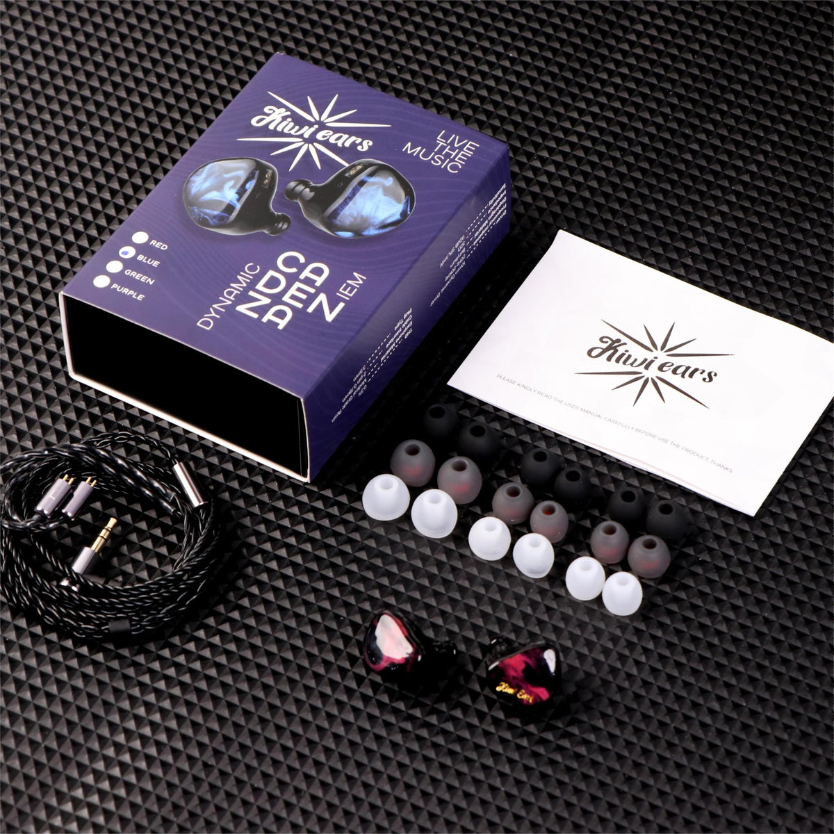 Linsoul Cadenza packaging and accessories showing included cable and care