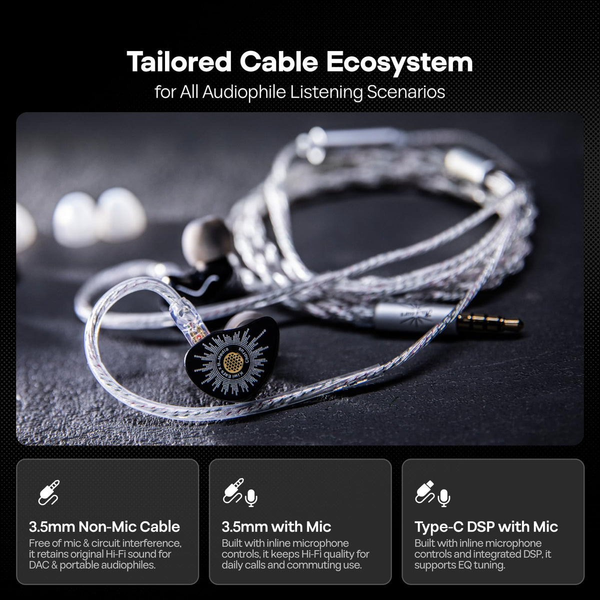 Linsoul Chorus 3.5mm inline mic connector showing hands-free convenience