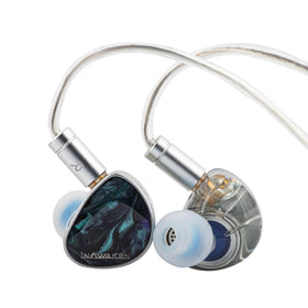Linsoul DAWN Ms front view showcasing purple-gold diaphragm and sculpted shell, clear aesthetic benefit