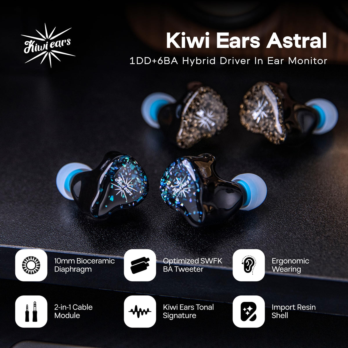 Linsoul Kiwi Ears Astral resin shell designed for long listening sessions