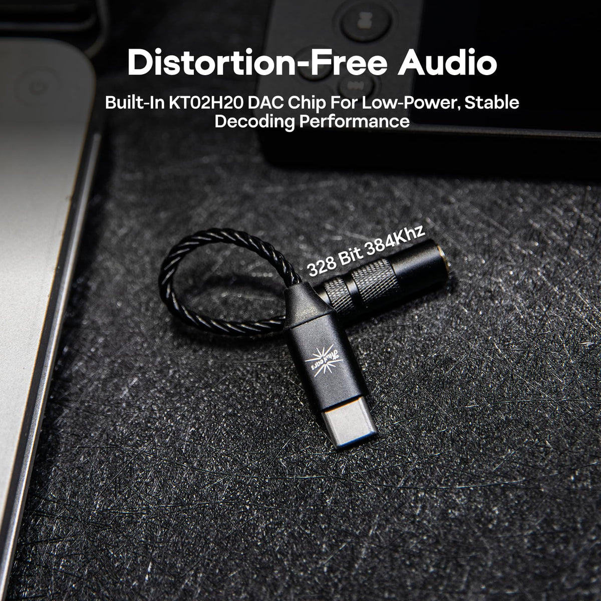 Kiwi Ears AD1 KT02H20 chip detail emphasizes high-resolution audio decoding