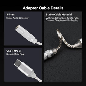 Linsoul Kiwi Ears AD1 metal-coated connectors help maintain stable, lossless audio.