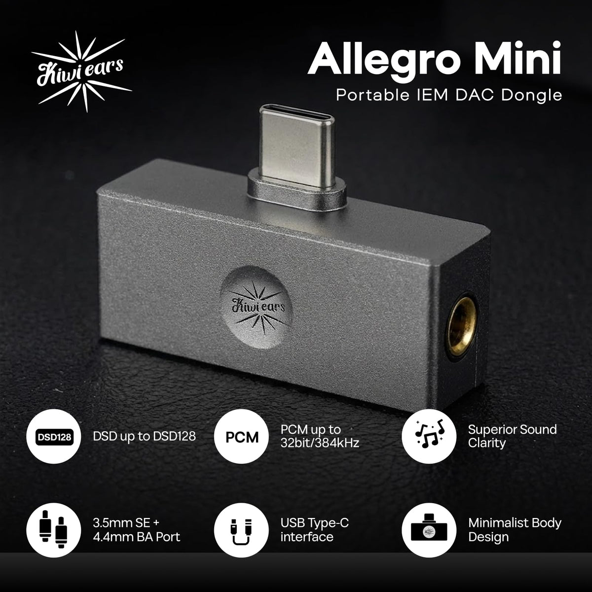 Linsoul Allegro Mini dual outputs 3.5mm and 4.4mm showing connection flexibility