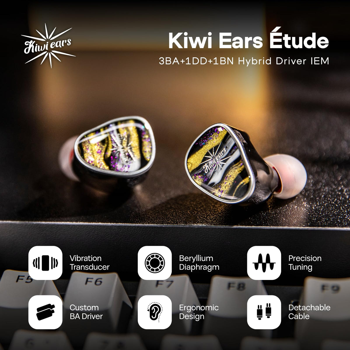 Linsoul Kiwi Ears Étude side profile showing ergonomic fit for long listening sessions