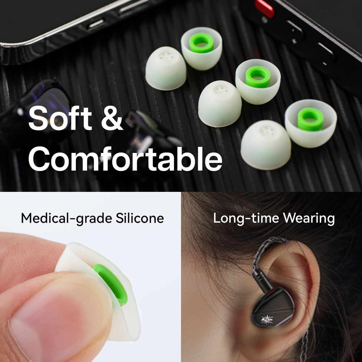 Linsoul Kiwi Ears Flex L green tip for larger ears