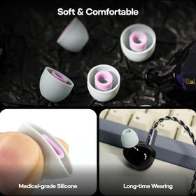 Linsoul Kiwi Ears fitted on IEM nozzle, demonstrates compatibility and secure fit