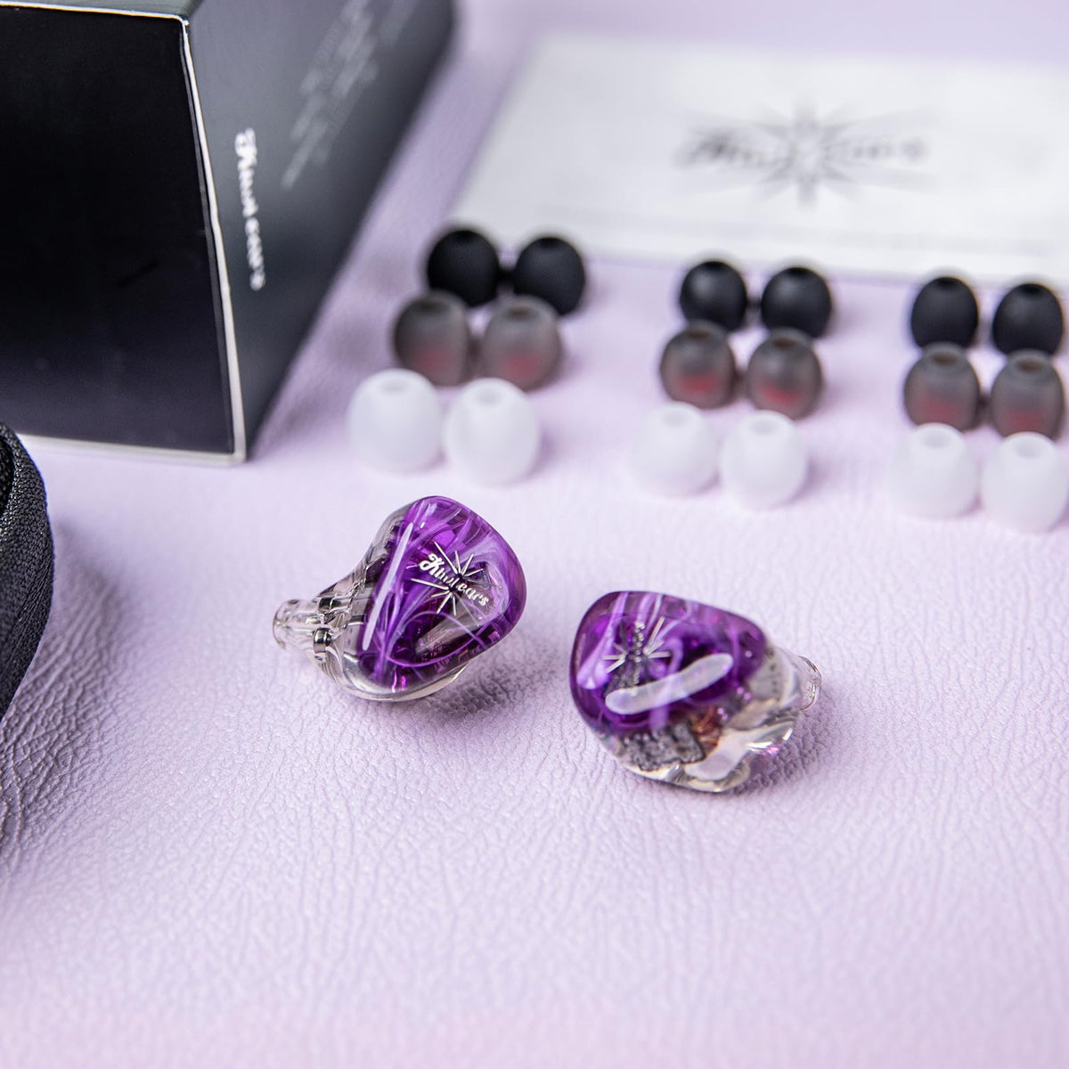 Handcrafted purple faceplates showcase premium craftsmanship.