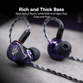 Linsoul Kiwi Ears Quartet driver detail featuring isobaric dynamic drivers
