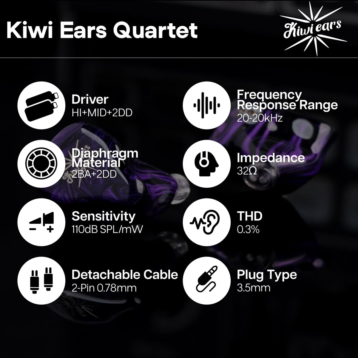 Linsoul Kiwi Ears Quartet isobaric subwoofer detail for deep bass