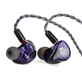 Linsoul Kiwi Ears Quartet purple shell front view highlighting durable resin finish