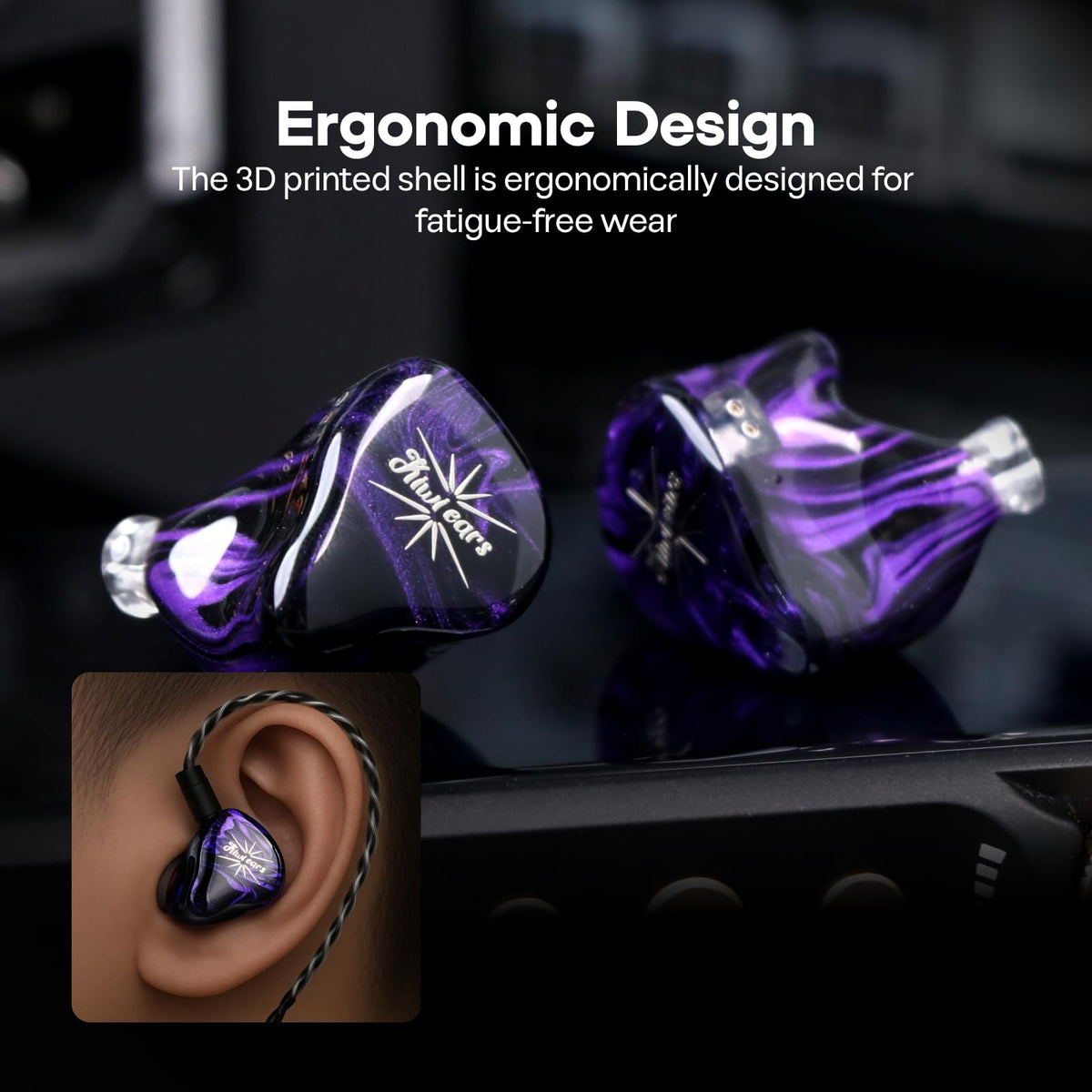 Linsoul Kiwi Ears Quartet resin craft close-up with polished finish