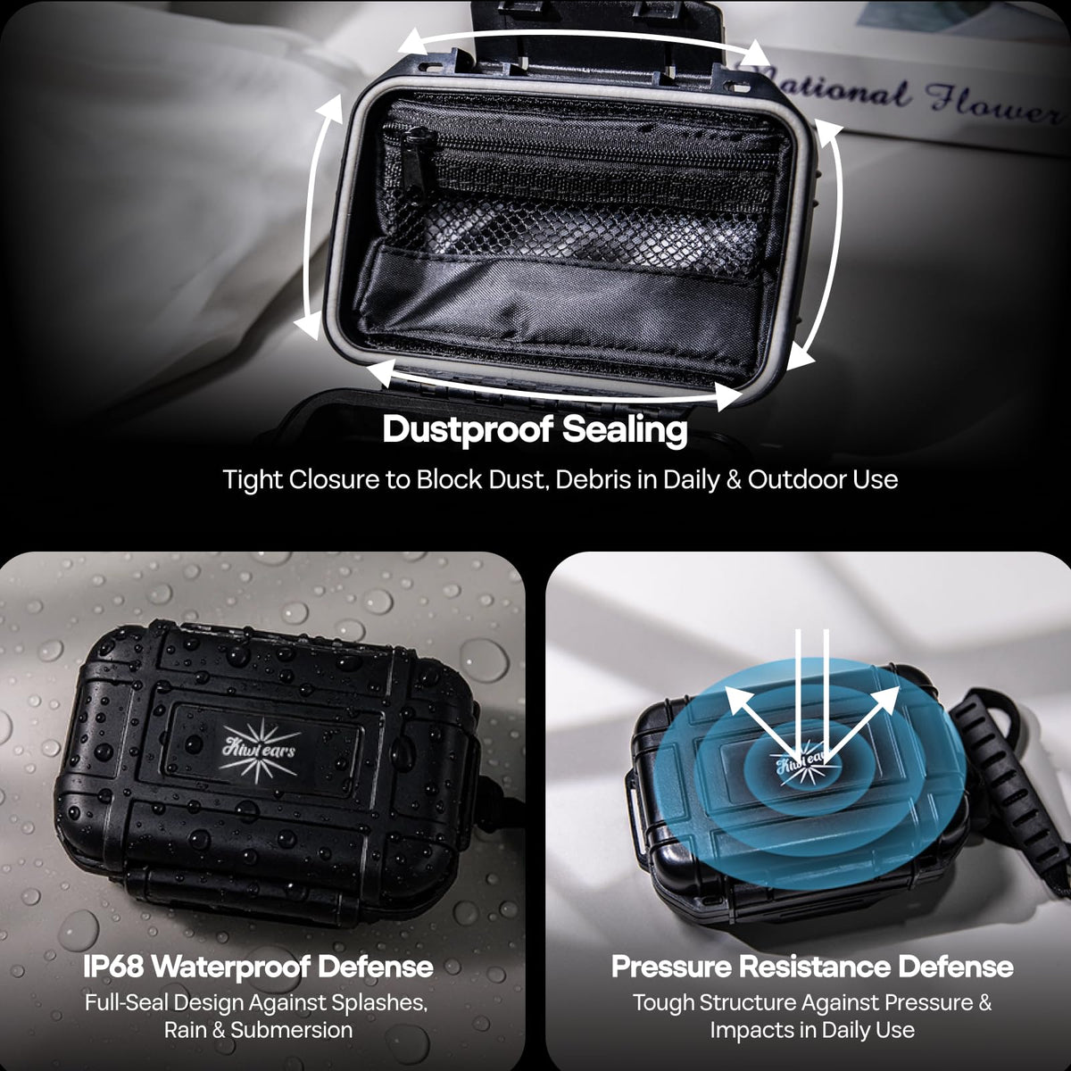 Linsoul Kiwi Ears SONICAP case includes an adjustable strap for easy carrying.