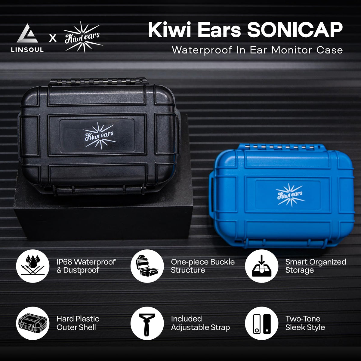 Linsoul Kiwi Ears SONICAP case interior uses EVA foam for cushioned protection.