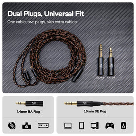 Linsoul Kiwi Ears Terras braided cable detail showing Litz construction for low noise