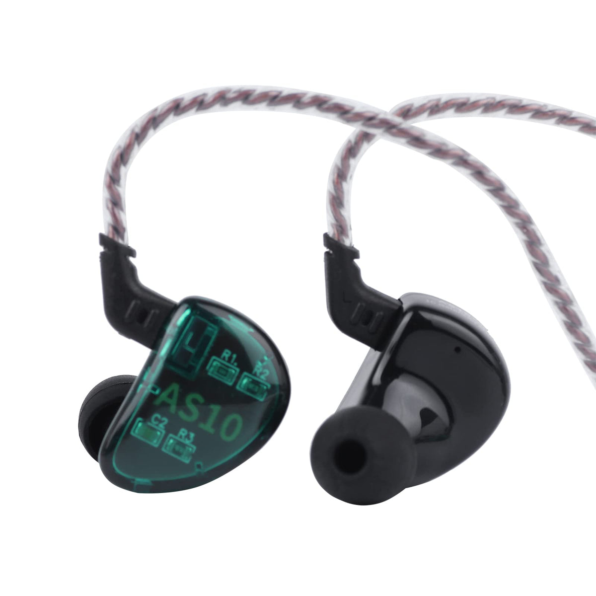 Linsoul KZ AS10 front view with five balanced drivers delivering detailed sound.