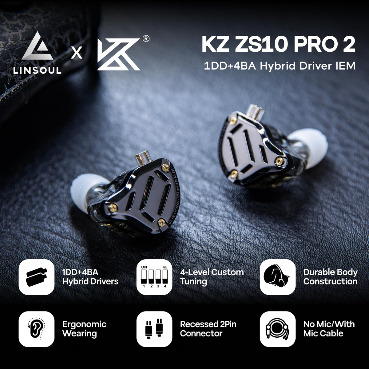 Linsoul KZ close-up of 4-level tuning switch, enabling quick sound customization benefit