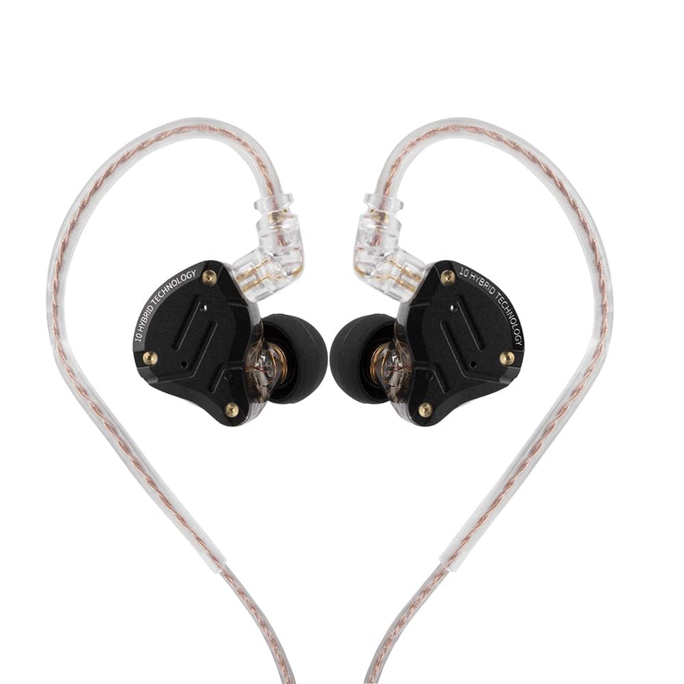 Linsoul KZ ZS10 Pro front view showing stainless steel faceplate and earbuds benefit premium durability