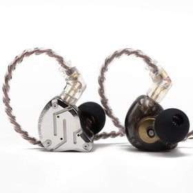 Linsoul KZ ZS10 Pro front view showing stainless steel accent and ergonomic shape for durability