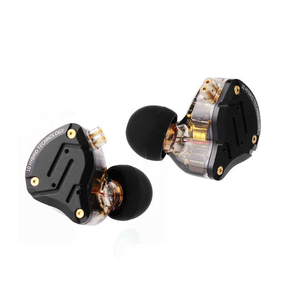 Linsoul KZ ZS10 Pro front view showing stainless steel faceplate and elegant finish