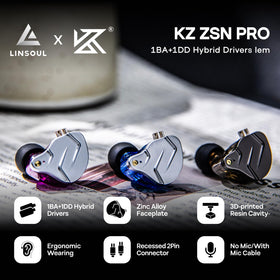 Linsoul KZ ZSN Pro 10mm dynamic driver delivers rich bass and detailed mids.