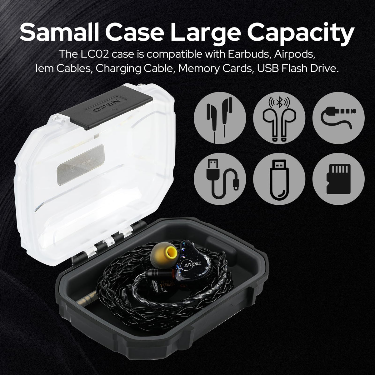 Linsoul LC02 case waterproof seal protects earphones in wet conditions