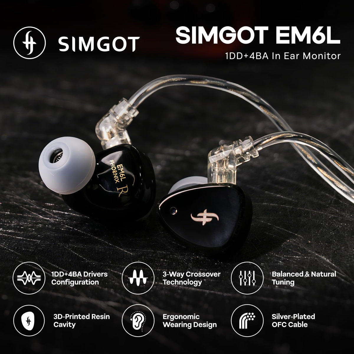 Linsoul SIMGOT EM6L 8mm dynamic diaphragm close-up, delivering impactful low end for immersive gaming.