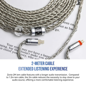 Linsoul Tripowin Zonie 2m cable with MMCX adapter—versatile for multiple IEM connectors.