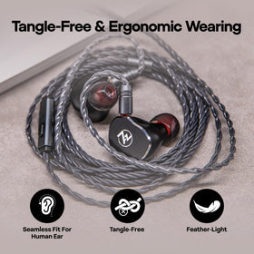 Soft braided Grace cable reduces tangling for daily listening