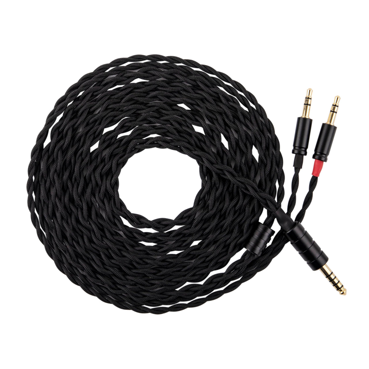 Linsoul Tripowin Nova front view showing sleek black cable and dual 3.5mm headset ends for improved ergonomics