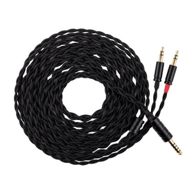 Linsoul Tripowin Nova front view showing sleek black cable and dual 3.5mm headset ends for improved ergonomics