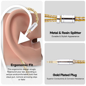 Linsoul Tripowin Zonie braided cable detail showing soft, tangle-free exterior