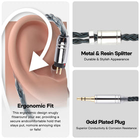 Recessed 2-pin plug design for secure connections with many earphones