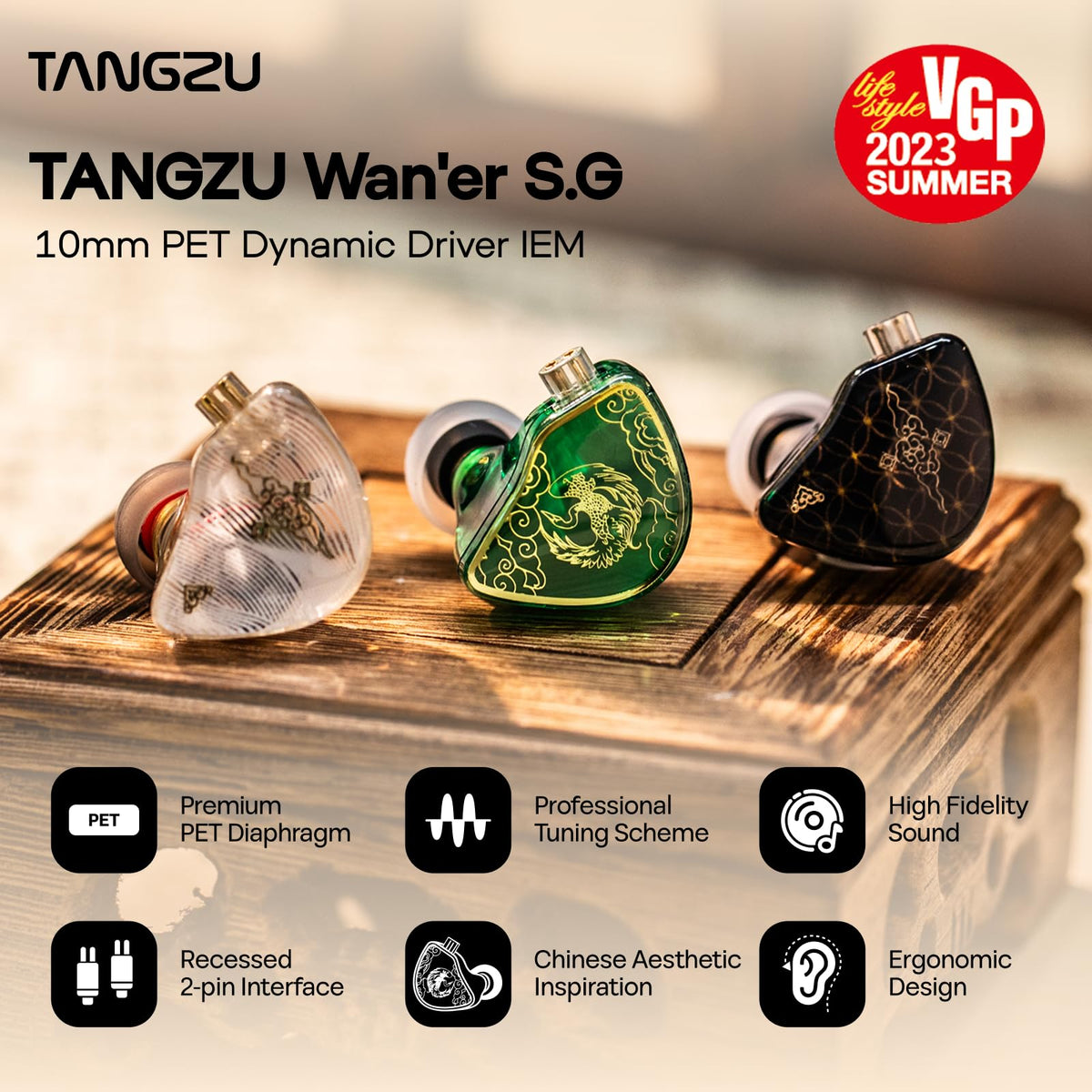 Linsoul Wan’er S.G side profile of ergonomic shell for secure comfortable fit benefit
