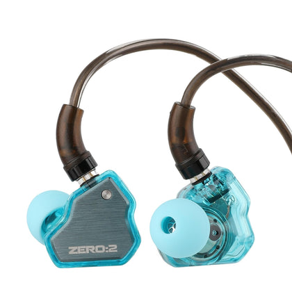 Linsoul Zero:2 front view showing blue shell and ergonomic nozzle for comfortable fit