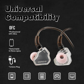 Linsoul Zero:2 beside portable player to show size and compatibility with devices