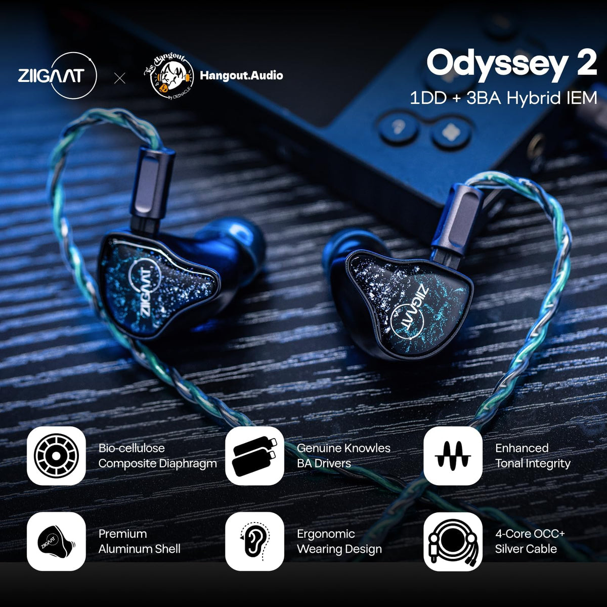 Odyssey2 bio-cellulose driver; deep bass and tight control.