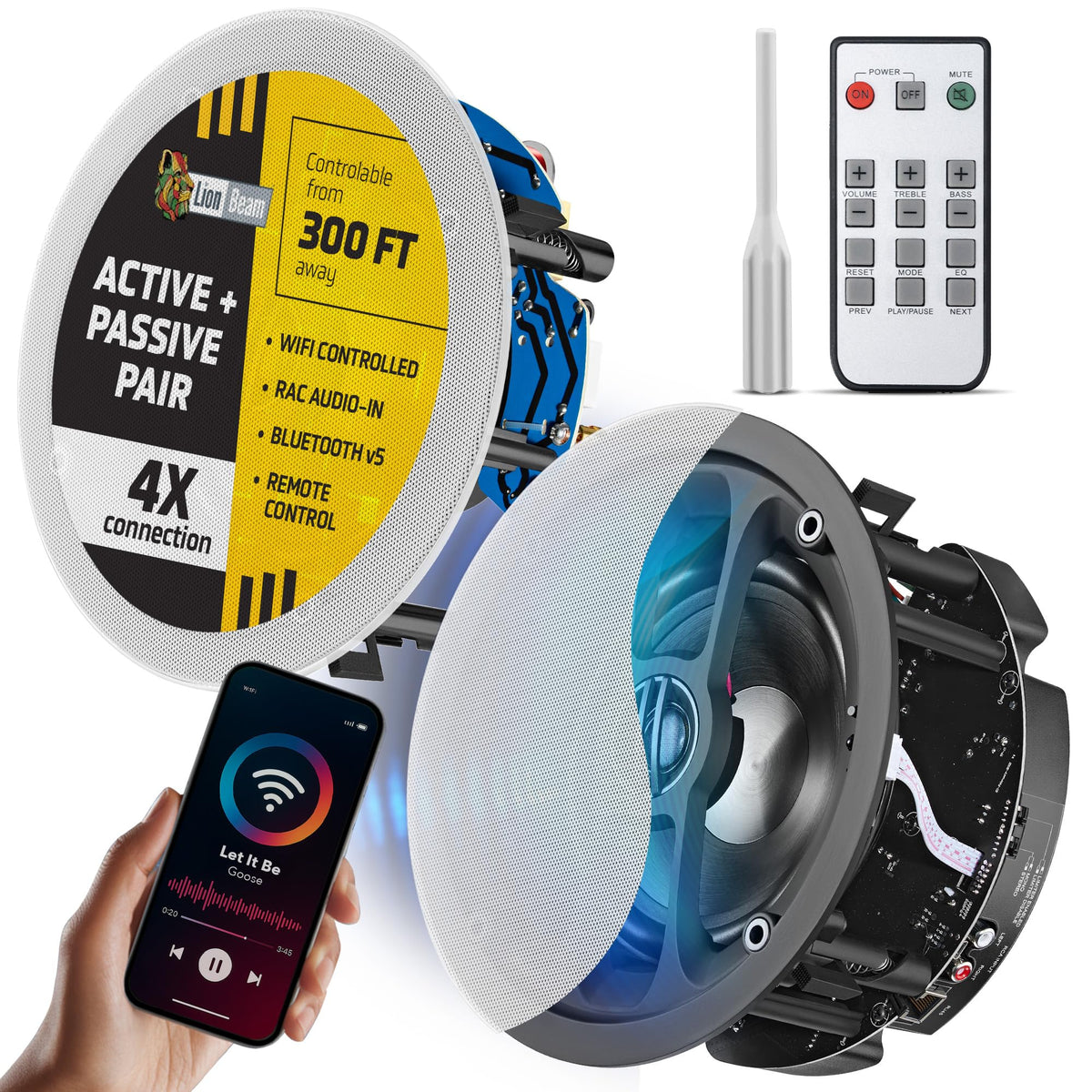 LionBeam 6.5 inch ceiling woofer delivers rich bass for home theater setups.
