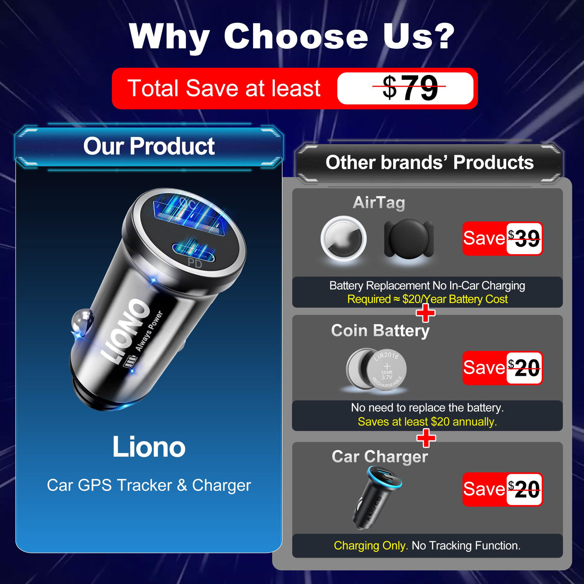 LIONO supports family cars and small fleets tracking.