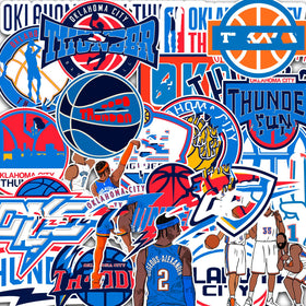LIONSBRIDGE Oklahoma basketball stickers on laptop, add style and durable appeal.