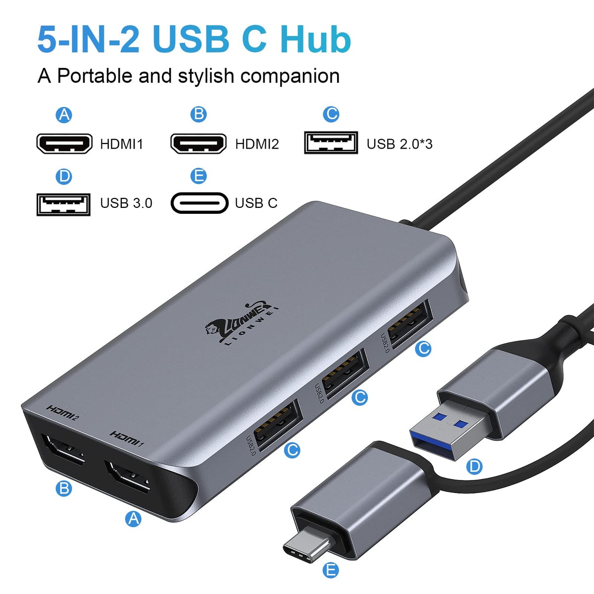 LIONWEI 4K30Hz and 1080p60Hz output on dual HDMI ports