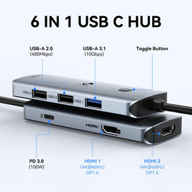 Close-up of LIONWEI dual HDMI ports illustrating 4K video output capability for clear external displays