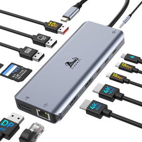 LIONWEI docking station front view showing all ports and compact design benefit