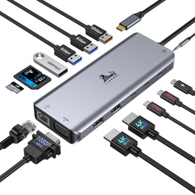 LIONWEI docking station front view showing all ports and compact design benefit workspace expansion