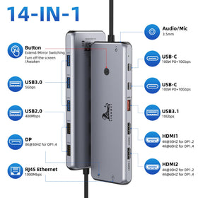 LIONWEI close-up of HDMI and DP ports highlighting crisp video output benefit