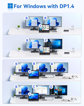 LIONWEI connected to HDMI and VGA showing multi-monitor output and flexible display benefit