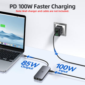 LIONWEI dock powering three-monitor setup to boost multitasking productivity