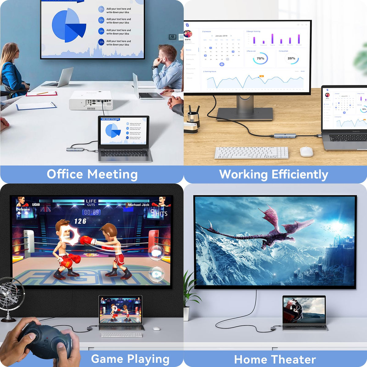 LIONWEI dock in a home office setup improving productivity and cable management