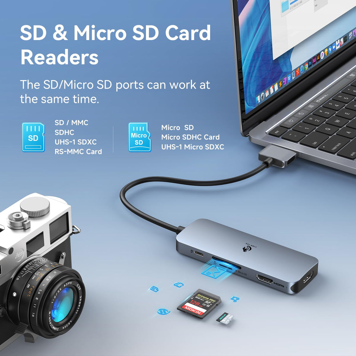 LIONWEI dock with 100W PD cable connected supplying reliable laptop charging