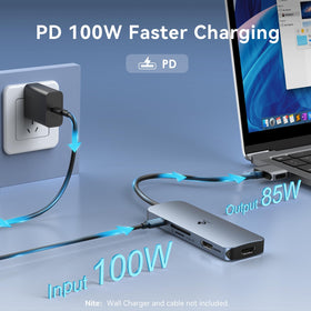 LIONWEI dock next to MacBook to show compact scale and desk organization benefit